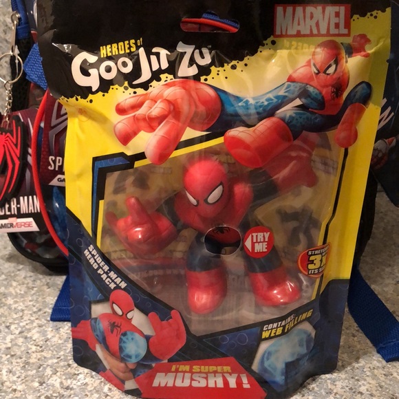 Spider-Man 5 piece backpack with Spider-Man Heroes of Goo Jit Zu toy!!! NEW - Picture 3 of 6